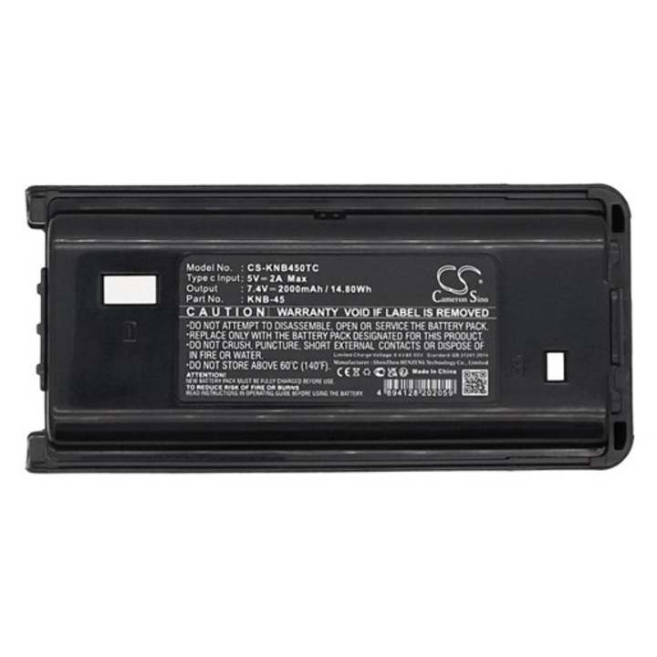 Akkumulátor, kompatibilis Cameron sino li-ion akku (7, 4v / 2000mAh, kenwood knb-45 kompatibilis) fekete, gyártói csomagolás