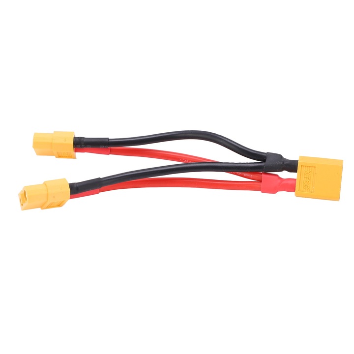Cablu conector pentru baterie paralela Enforose XT60, extensie duala, separator in Y, 1 fir de silicon masculin la 2 fire feminine, pentru baterii RC