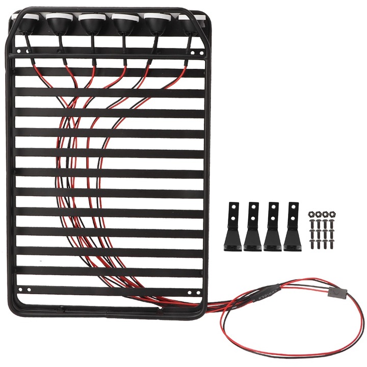 Raft de acoperis metalic LED pentru portbagaj cu bara luminoasa pentru masina cu senile RC D110 SCX10 (01) Enforose