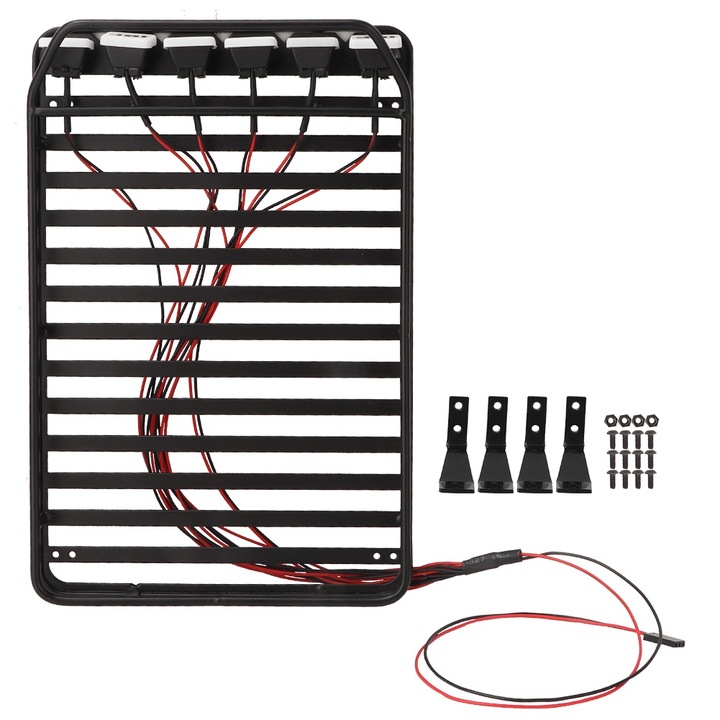 Raft de acoperis metalic LED pentru portbagaj cu bara luminoasa pentru masina cu senile RC D110 SCX10 (04) Enforose