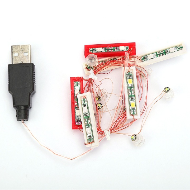 Set accesorii pentru masina din blocuri de constructie, Enforose, lumina LED USB, plastic, metal, 100% nou
