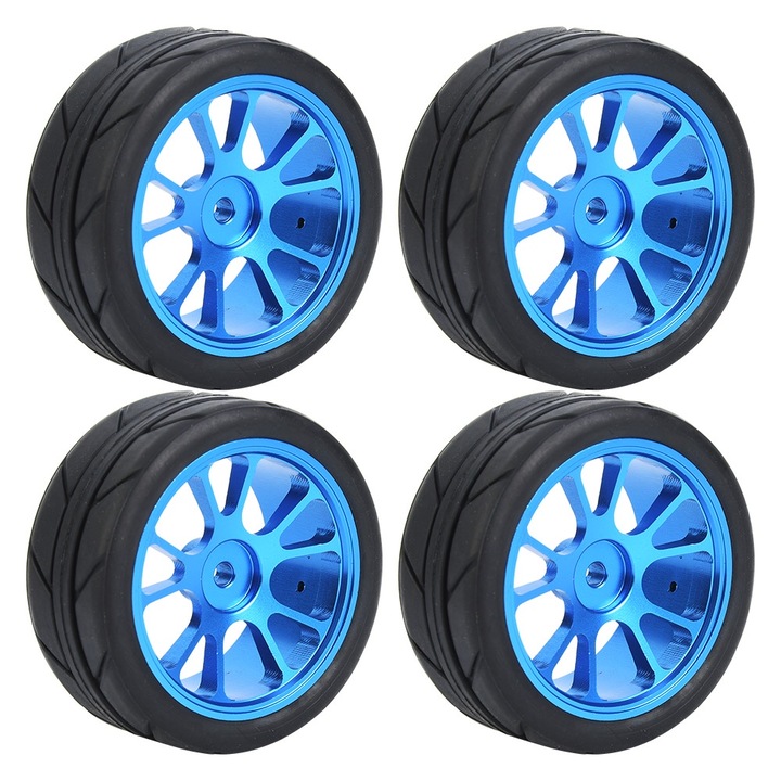 Set Anvelope pentru roti RC Jante metalice albastre Anvelope pentru modelul de masina de jucarie WL A959 A979 A969 1/18 Enforose