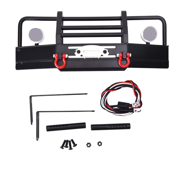 Bara de protectie fata din metal cu lumina LED se potriveste pentru modelul de masina RC 1/10 Traxxas TRX4 G500 (tip A)