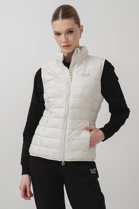 EA7 Szűk fazonú mellény oldalzsebekkel, Törtfehér, S