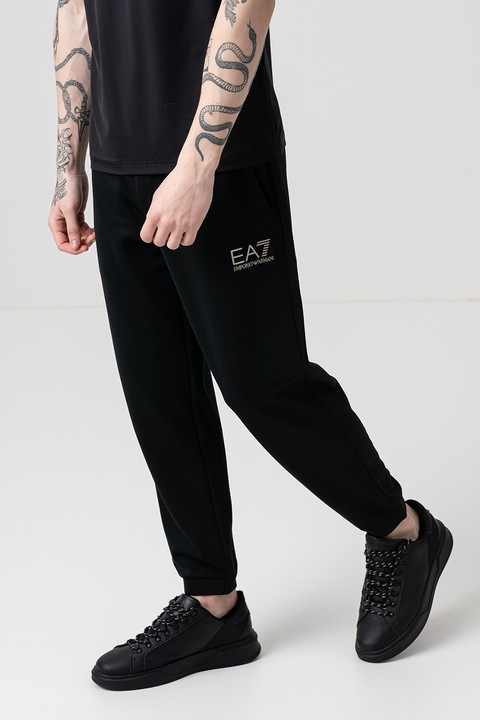 EA7, Modáltartalmú nadrág cipzáros zsebekkel, Fekete/Fehér