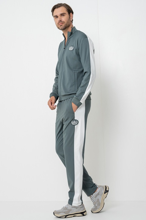 EA7, Costum sport cu design colorblock Golf Club, Alb murdar/Verde sparanghel