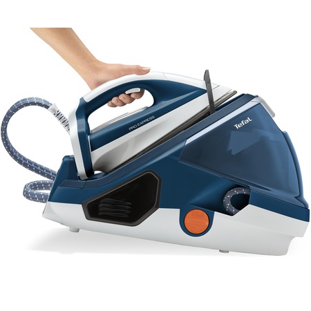 Statie de calcat Tefal Pro Express GV7850E0, 2400W, 3 setari temperatura, 6.9 bar, 450g/min, Talpa Autoclean Airglide, rezervor detasabil 1.6L, Alb/Albastru