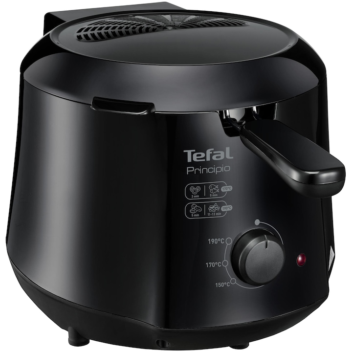 Фритюрник Tefal Minicompact FF230831 Principio, 1000W, 1.2 л, Регулируем термостат 150-190°C, Черен