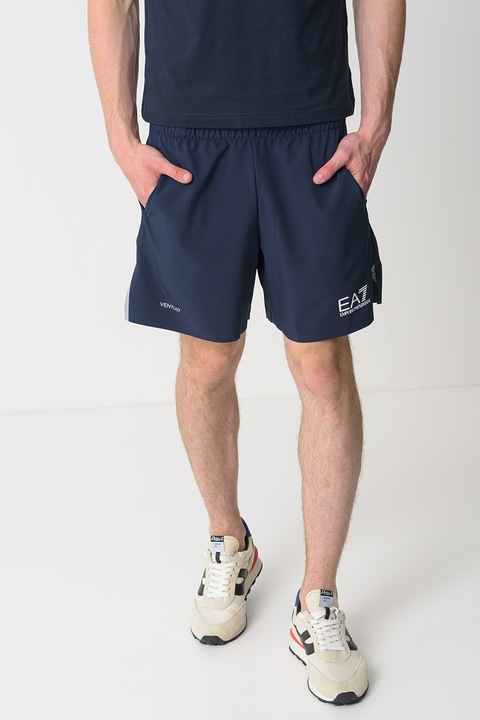 EA7, Pantaloni scurti cu talie elastica, Bleumarin