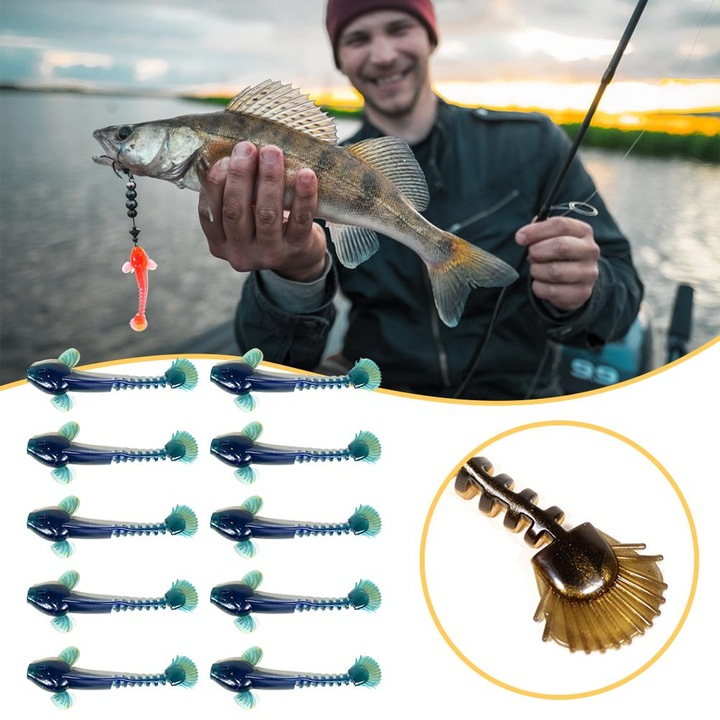 6,5 cm-es horgászcsali, mesterséges puha szimulációs horgászcsalik, fényvisszaverővel, Enforose szilikon horgászcsalik