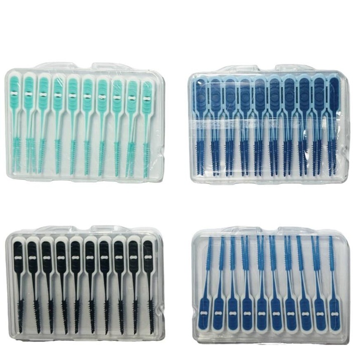 80 darabos puha gumi fogköztisztító kefe készlet, 4 színben, 10 éves kortól