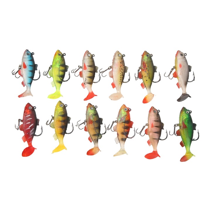 12 db műcsali szett, Enforose, 8 cm, 14g, szilikon, többszínű