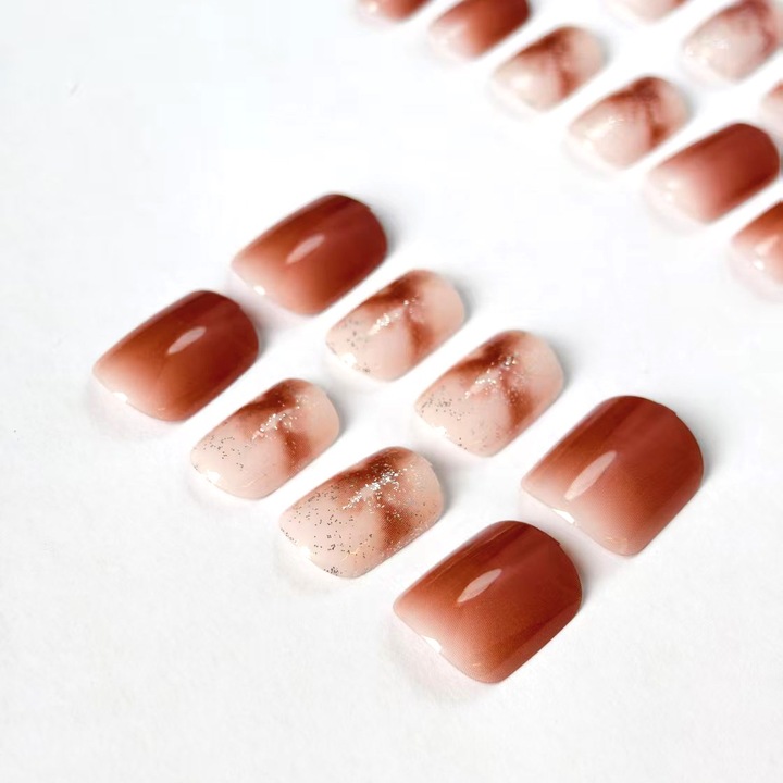 Set unghii false scurte, 24pcs, acrilic lucios, pentru femei