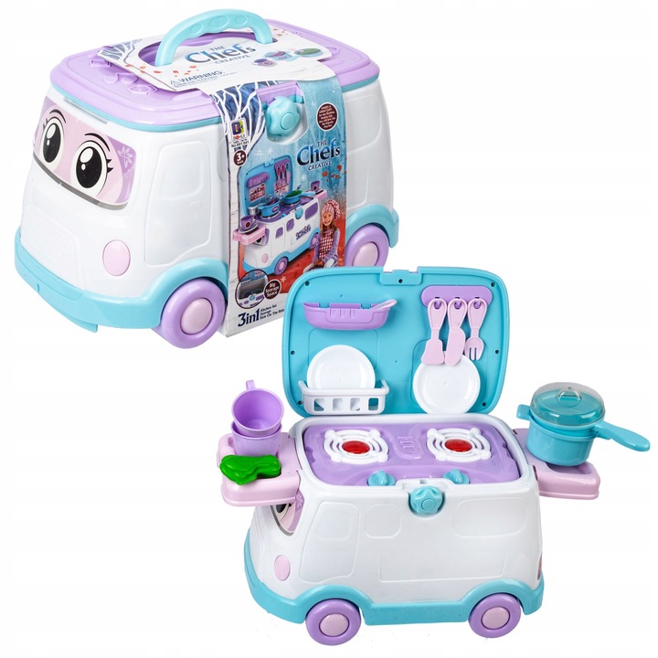 Masinuta cu bucatarie, Norimpex, 3 in 1, bucatarie cu 16 accesorii, multicolor