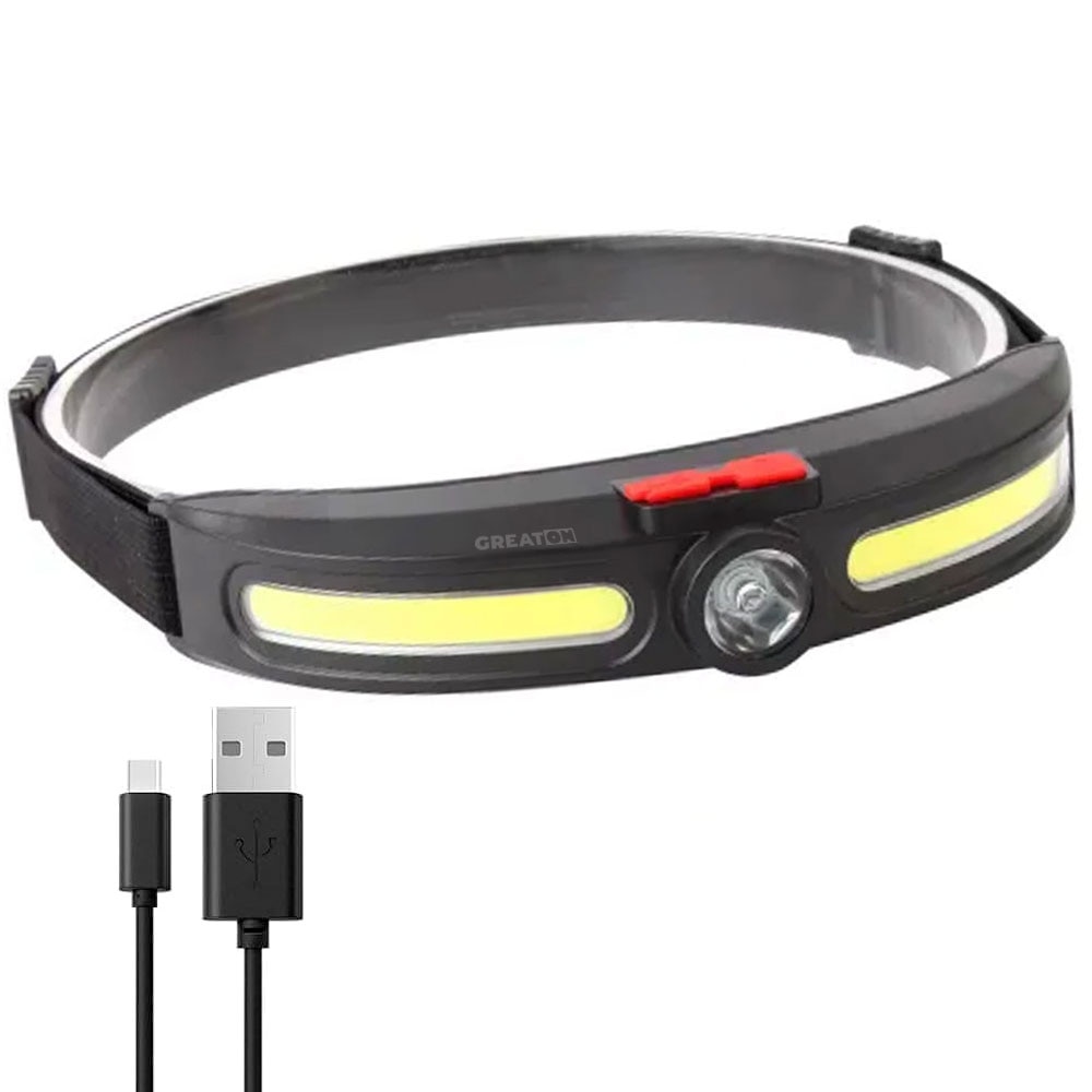 Lanterna De Cap GREATON Cu Banda Elastica Ajustabila, Incarcare USB, 3 ...
