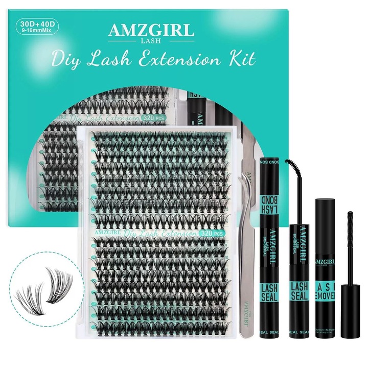 Műszempilla készlet, 320 műszempilla, 30C és 40C, 9-16mm, szerszámkészletet tartalmaz
