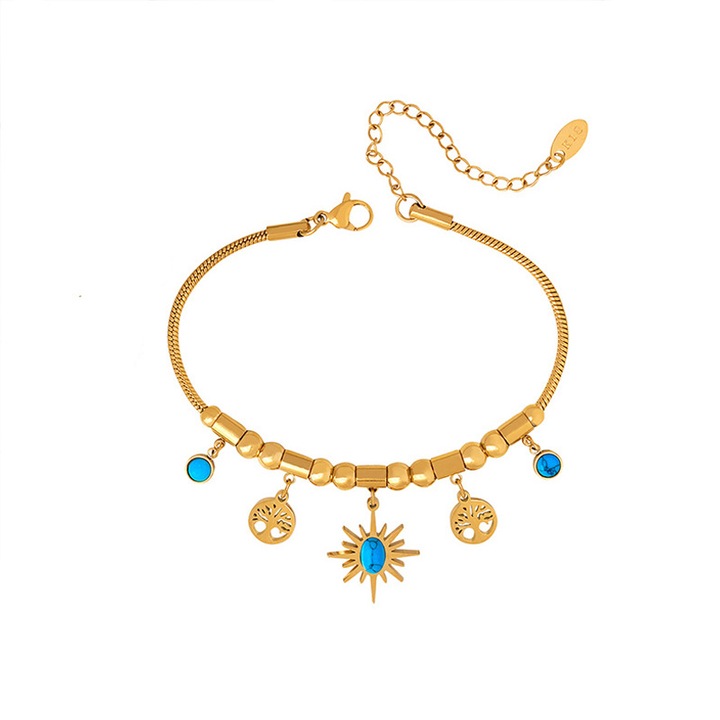 Feicaeese Bratara Franjuri Retro, Otel Titan Placat Aur 18K, Perfect pentru Femei, Fete, Mame si Fiice