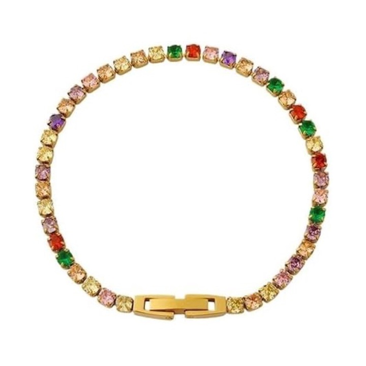 Feicaeese Bratara cu Zirconiu Otel Titan Placat Aur 18K, Perfect pentru Femei, Fete, Mame si Fiice, Auriu, Multicolor