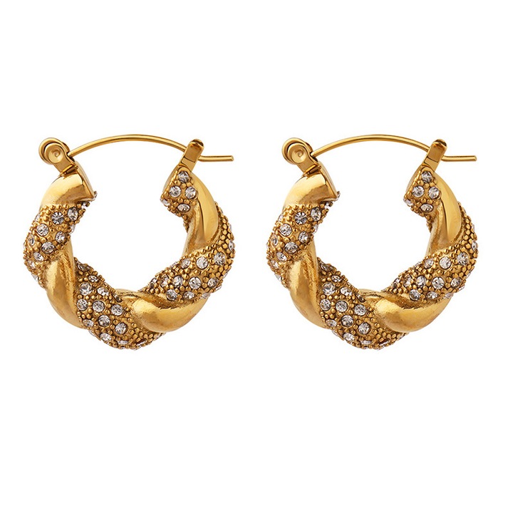 Feicaeese Cercei, Zircon, Titan Otel, Placat Aur, Design U Spiralat