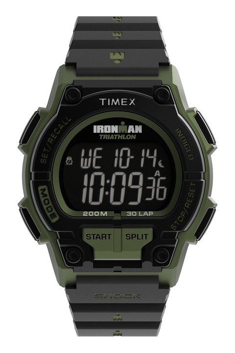 Timex, IRONMAN® Shock Endure digitális karóra - 42 mm, Fekete, halvány katonai zöld