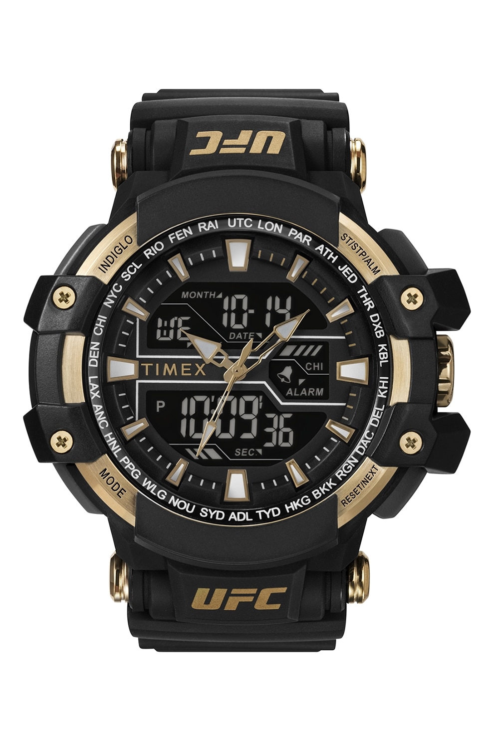 Timex, Ceas analog si digital UFC Combat - 53 mm, Negru - eMAG.ro