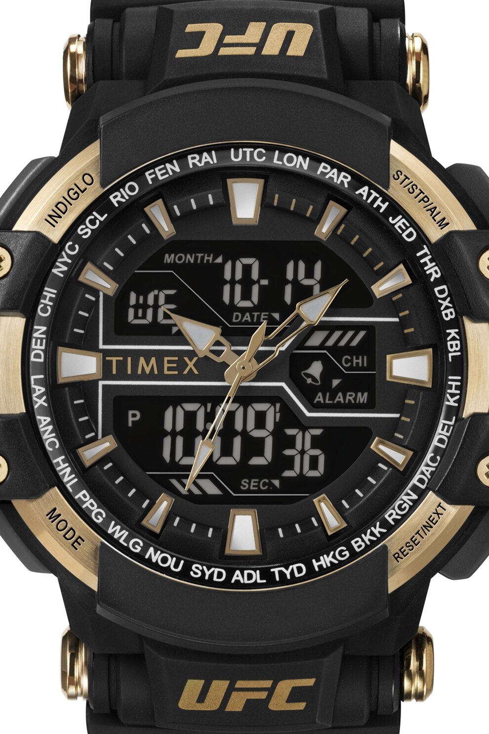 Timex, Ceas analog si digital UFC Combat - 53 mm, Negru - eMAG.ro