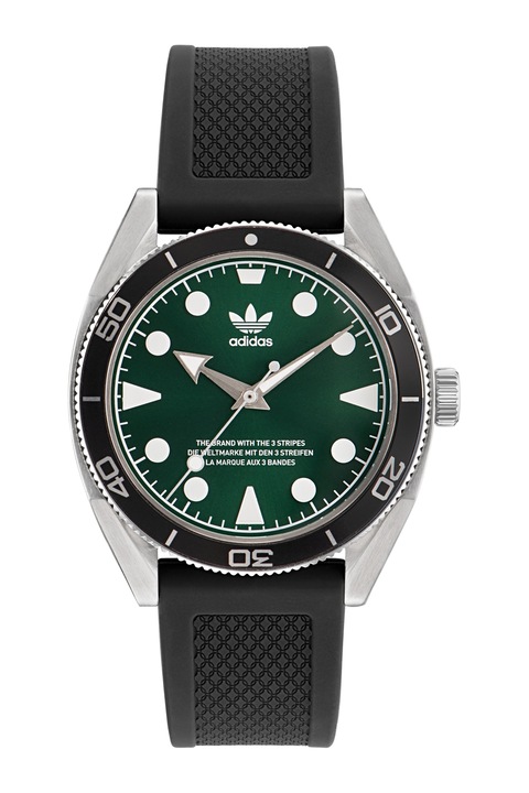 adidas, Унисекс часовник със силиконова каишка, Сребрист, Черен, Морскозелен
