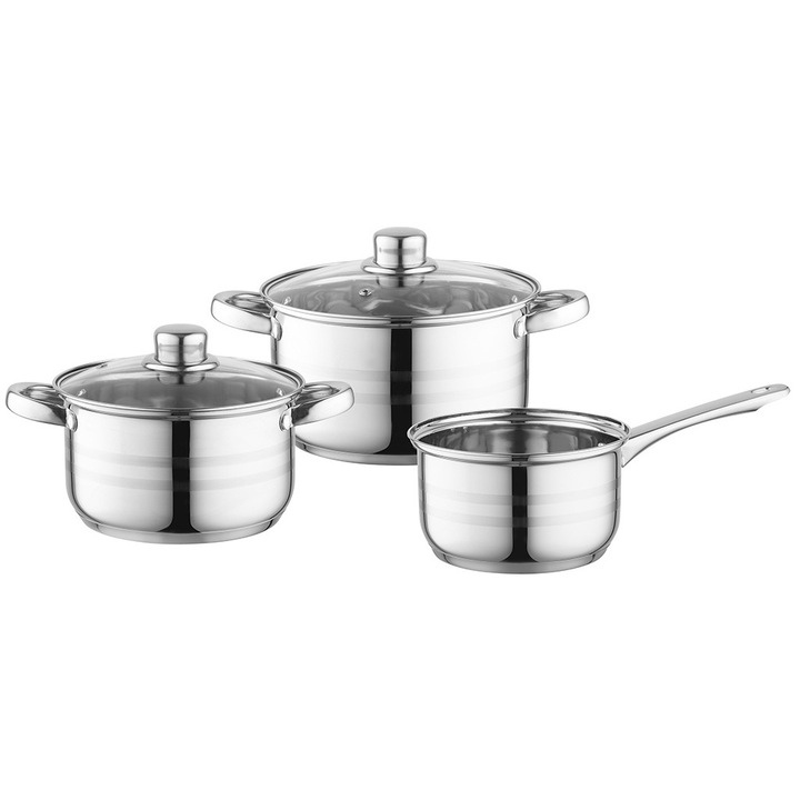 Комплект тенджери Stark от 5 части от неръждаема стомана 2/3/1,5 литра