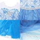Set costum Elsa Frozen, DicBoster, 130CM, 6-8 ani, cu coroana, manusi, bagheta, coada impletita, albastru/alb
