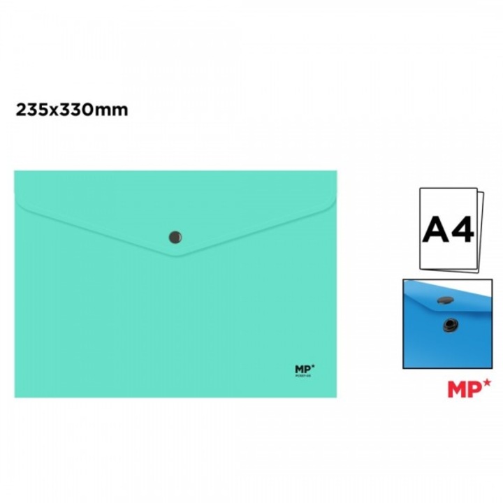 Mapa plastic A4 turcoaz cu capsa PC537-03