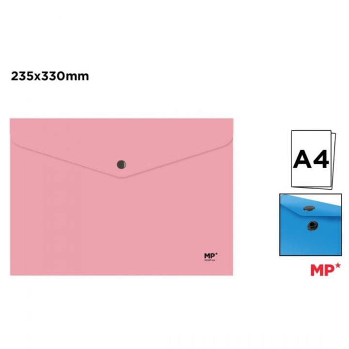 Mapa plastic A4 roz cu capsa PC537-04
