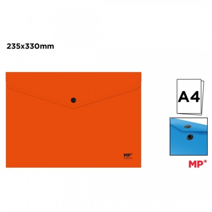 Mapa plastic A4 portocaliu cu capsa PC537-05