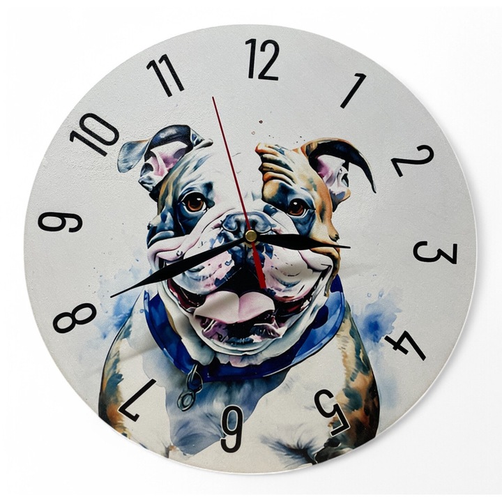 Ceas de perete colorat LazarArt - portret buldog