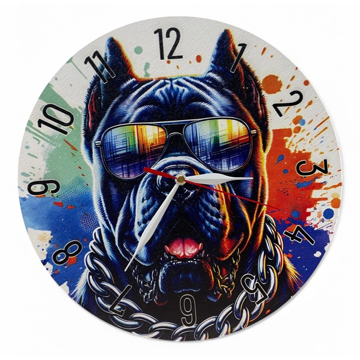 Ceas de perete colorat LazarArt - cane corso nasul