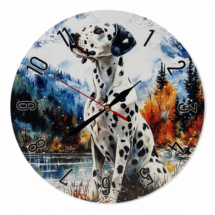 Ceas de perete colorat LazarArt - Dalmatian pe malul raului