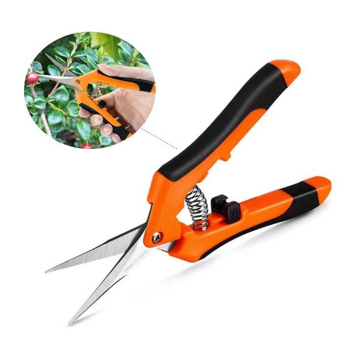 Foarfece de taiere profesionala，Foarfeca gradina pentru flori, lama inox, Potrivit pentru plante in ghivece,3 mm, 16.5 cm