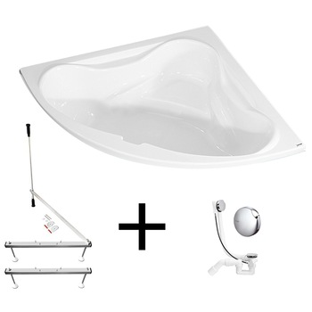 Pachet cada acril Kring Venus 140x140x46cm, cu suport metalic si sifon Pachet cada acril Kring Venus 140x140x46cm, cu suport metalic si sifon