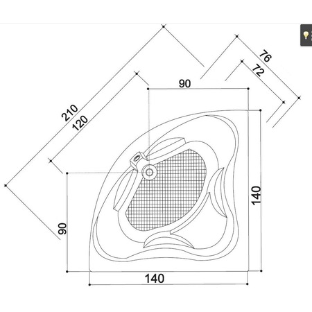 Pachet complet cada acril cu hidromasaj Kring Venus 140x140x46cm, masca, suport metalic si sifon, 5 jeturi orientabile