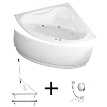 Pachet complet cada acril cu hidromasaj Kring Venus 140x140x46cm, masca, suport metalic si sifon, 5 jeturi orientabile Pachet complet cada acril cu hidromasaj Kring Venus 140x140x46cm, masca, suport metalic si sifon, 5 jeturi orientabile