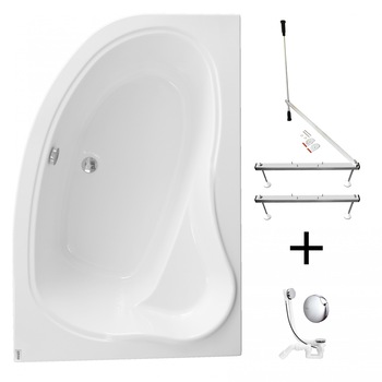 Pachet cada acril Kring Cristal 150x100x41cm, stanga, cu suport metalic si sifon Pachet cada acril Kring Cristal 150x100x41cm, stanga, cu suport metalic si sifon