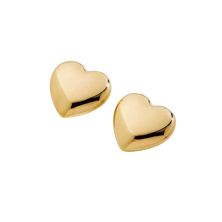 Cercei dama in forma de inima, aurie, din alama ecologica