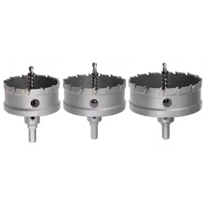 Set 3 Carote TCT pentru Metal, Dimensiuni 70, 80, 90 mm, Carbura TCT, Adancimea Maxima de Taiere 26 mm, Potrivit pentru Fonta, Aliaj de Aluminiu, Otel Inoxidabil, Tub de Otel, AlisVas-store