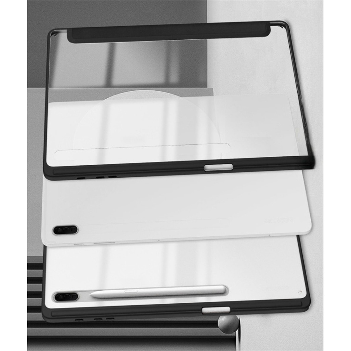 Husa premium pentru tableta Samsung Galaxy Tab S9+/S9 Fe+/S10, 2024, cu suport Smart Pen, PC, Functie automata de somn / trezire, doua pozitii in picioare, disipare a caldurii, anti cadere, Pink