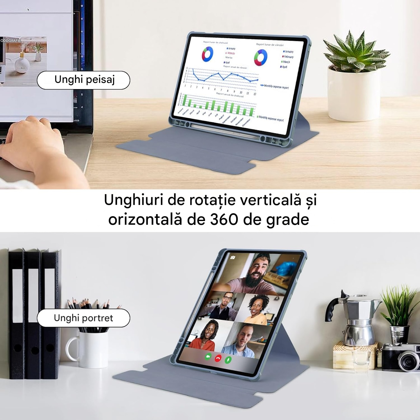 Husa tableta, Compatibil cu pentru Samsung Galaxy Tab S9 FE, Design suport 360 de grade, functie automata de somn / trezire, design magnetic, tastatura detasabila, incizie precisa, anti picatura, violet lavanda