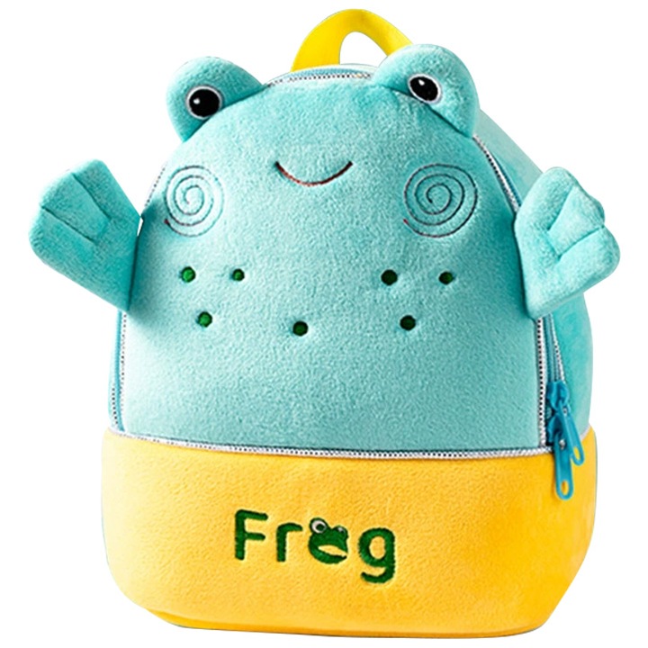 Мека раница Kimystam® с плюшено животно, ученическа чанта за деца в предучилищна възраст, детска градина, Дизайн жаба
