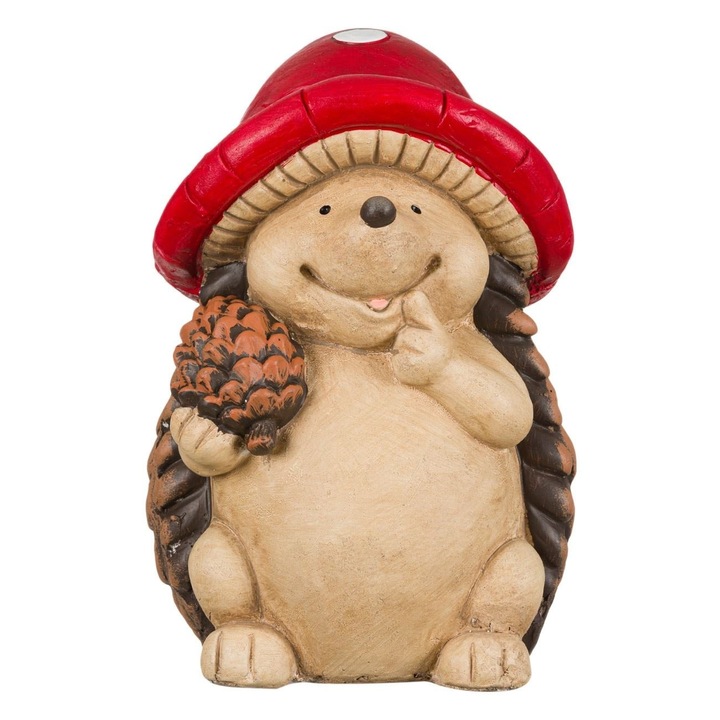 Arici Decorativ Ceramic Gradina cu Palarie Ciuperca 18x16x30cm