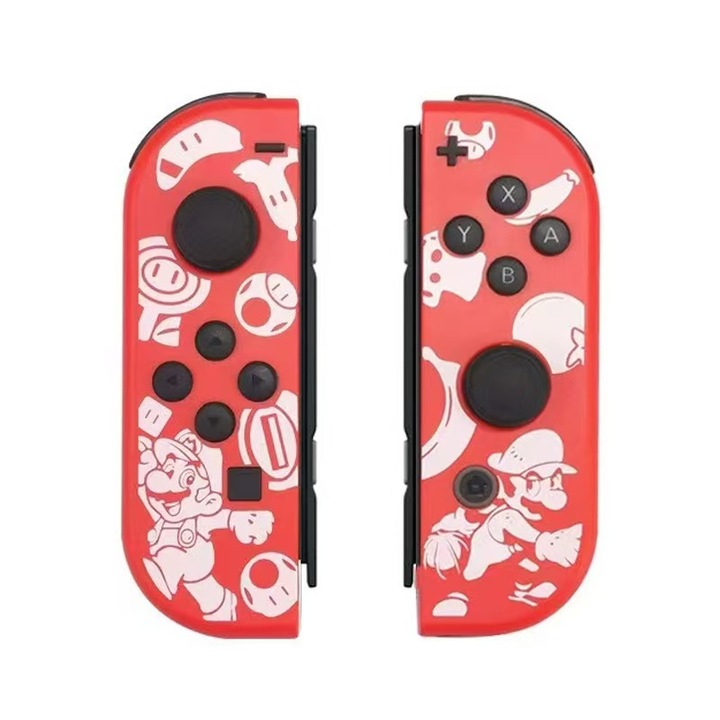Vezeték nélküli Joy Cons vezérlő Nintendo Switchhez, Nintendo Switch/Lite/OLED kompatibilis bal/jobb cserevezérlők, Joystick ébresztéssel/Képernyőfelvétel/Kettős vibráció/Motion Control funkcióval, piros/fehér