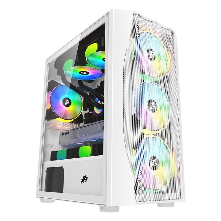 Система за настолен компютър AM5 AMD Ryzen 5 8400F до 4,7 Ghz, 16 GB DDR5 RAM, 1 TB ултрабърз NVME SSD, специална видеокарта за игри AMD Radeon RX7600 8 GB GDDR6, RGB кутия за игри