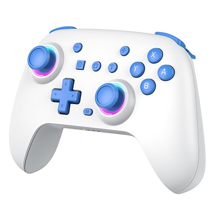 Vezeték nélküli kontroller, VIELLAN, Gamepad, Turbó funkció, Dual Shock, Switch/Steam/IOS/Android/PC, fehér