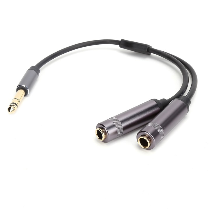 Jormftte audio adapter kábel 1/4in apa – 2x1/4in anya, alumínium, kompakt, oxidációálló